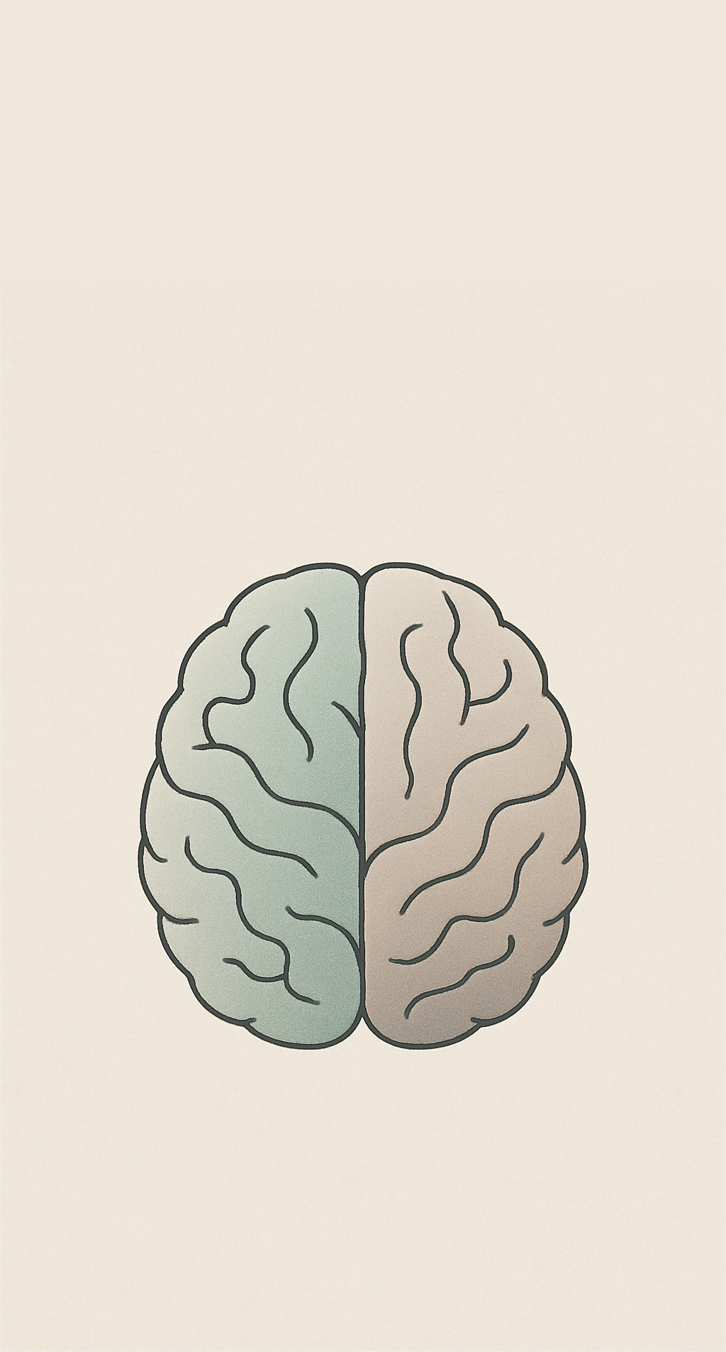 brain, the left half shaded pale blue and the right half shaded pale pink