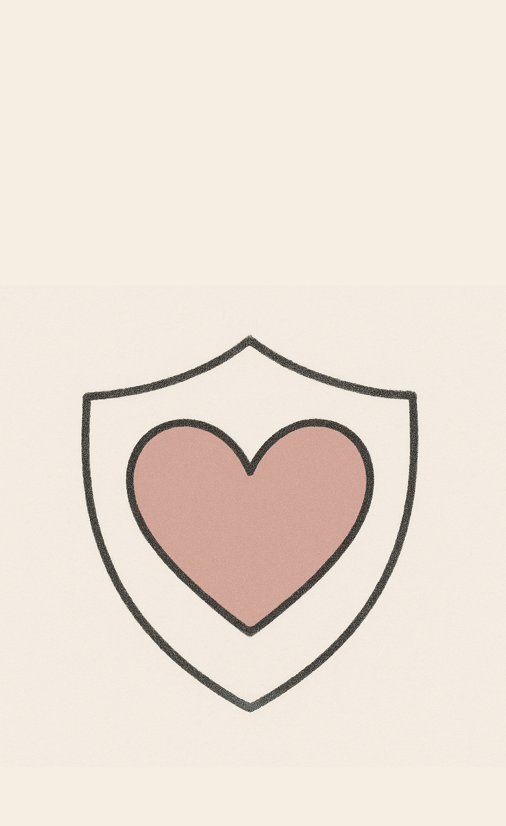 red heart with a shield outline around it