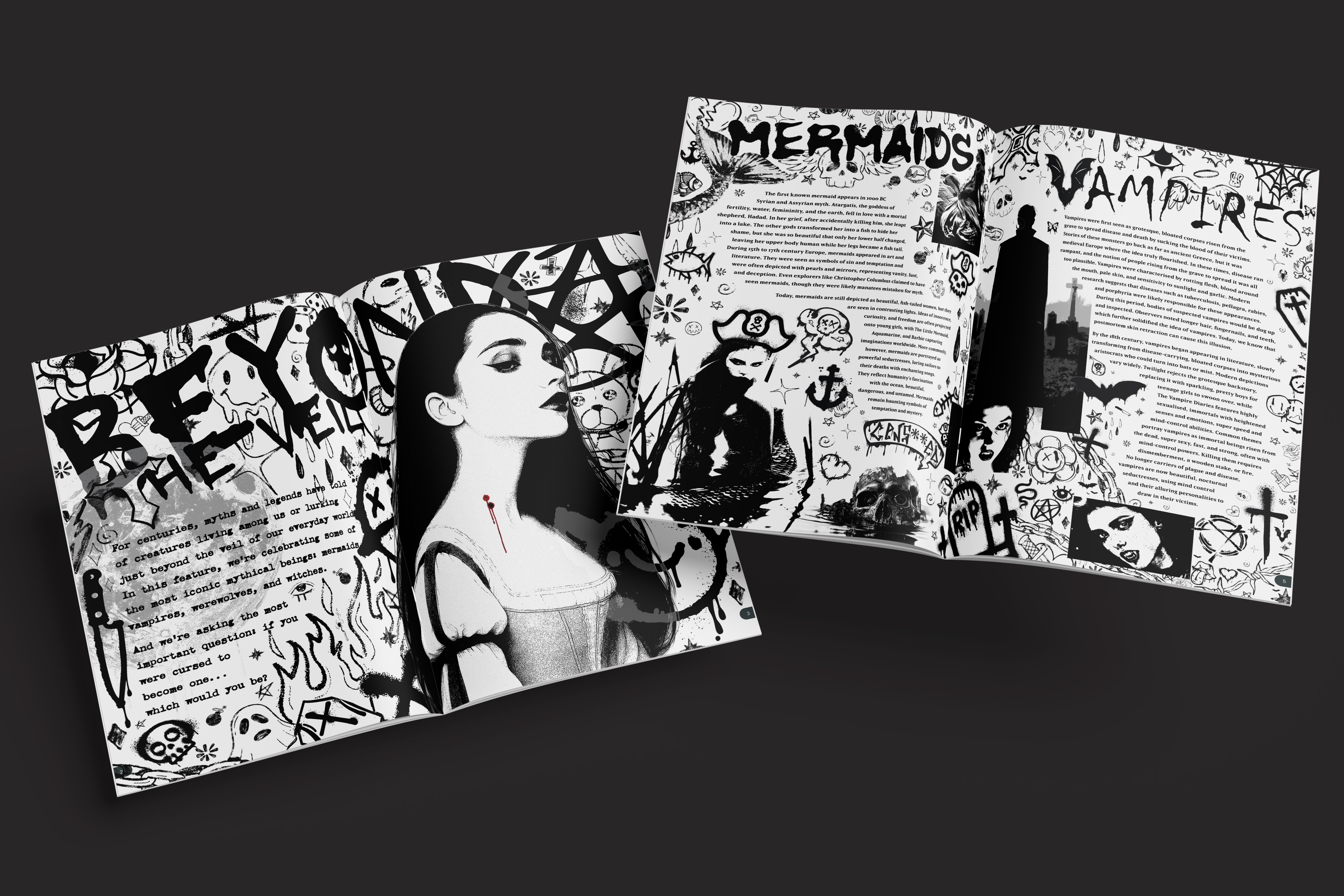 first 2 spreads of magazine article